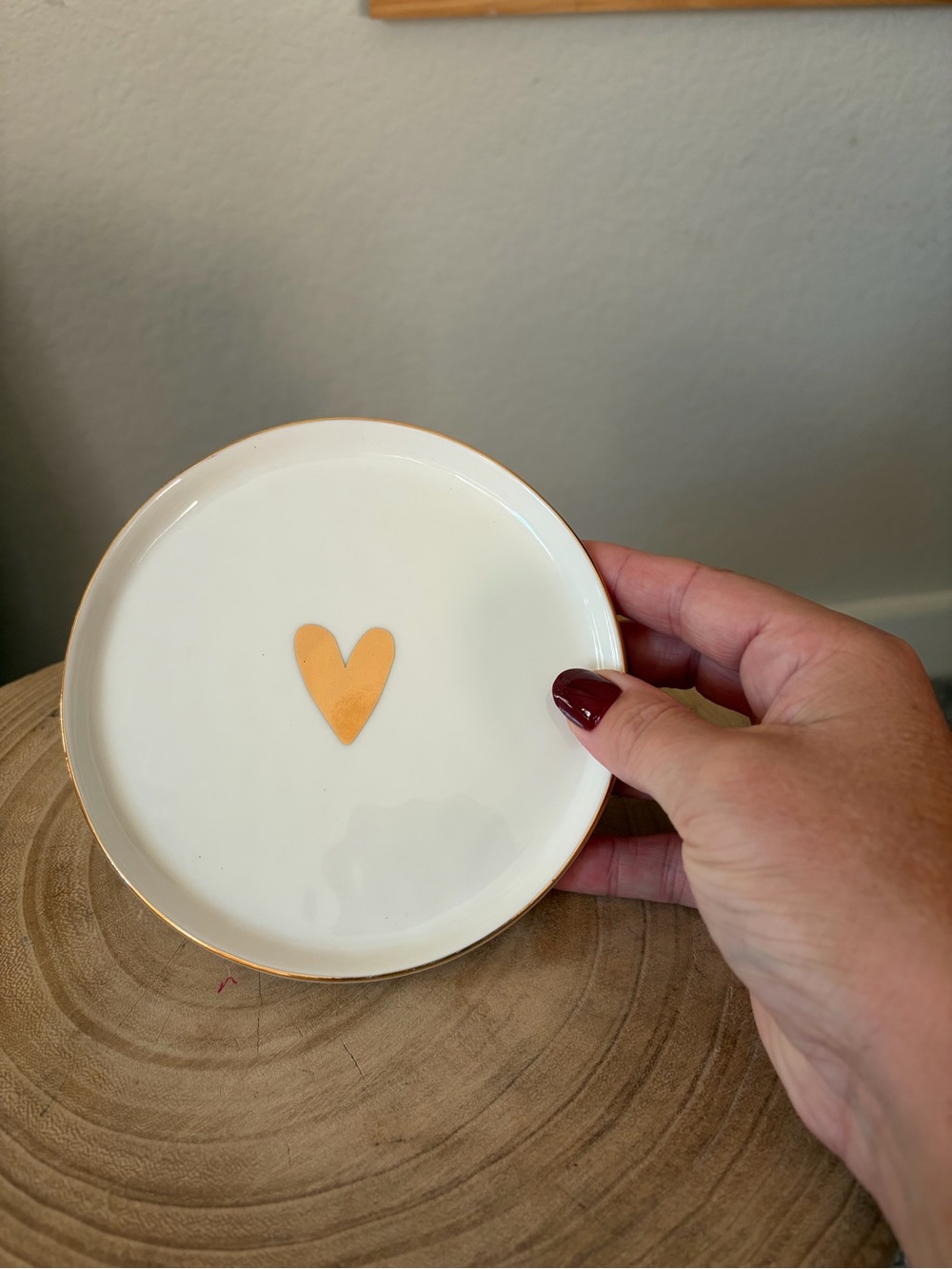 White Ceramic Trinket Dish with Gold Heart